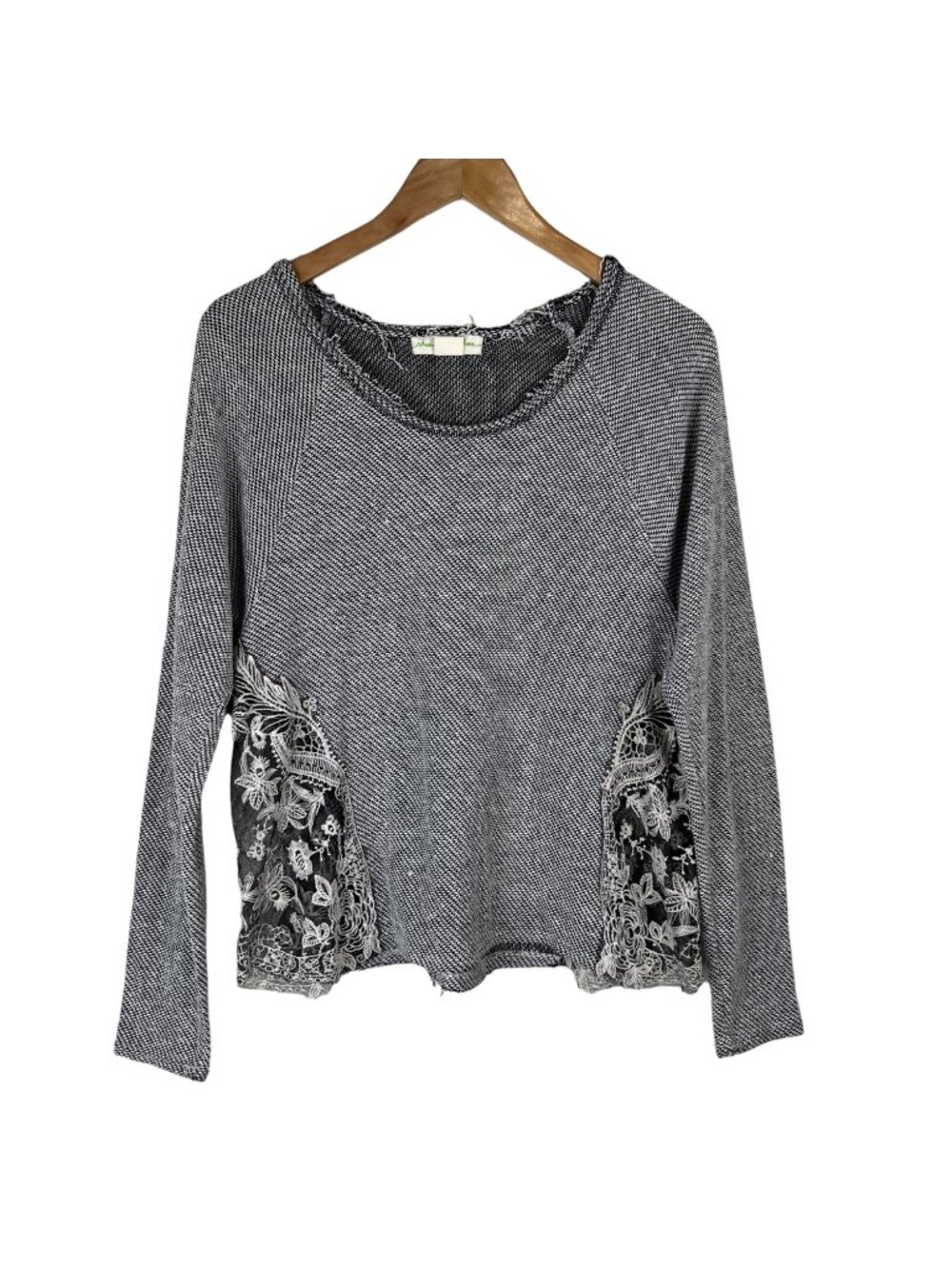 Urban Outfitters Staring at Stars Top Size Small Knit Lace Long Sleeve Gray